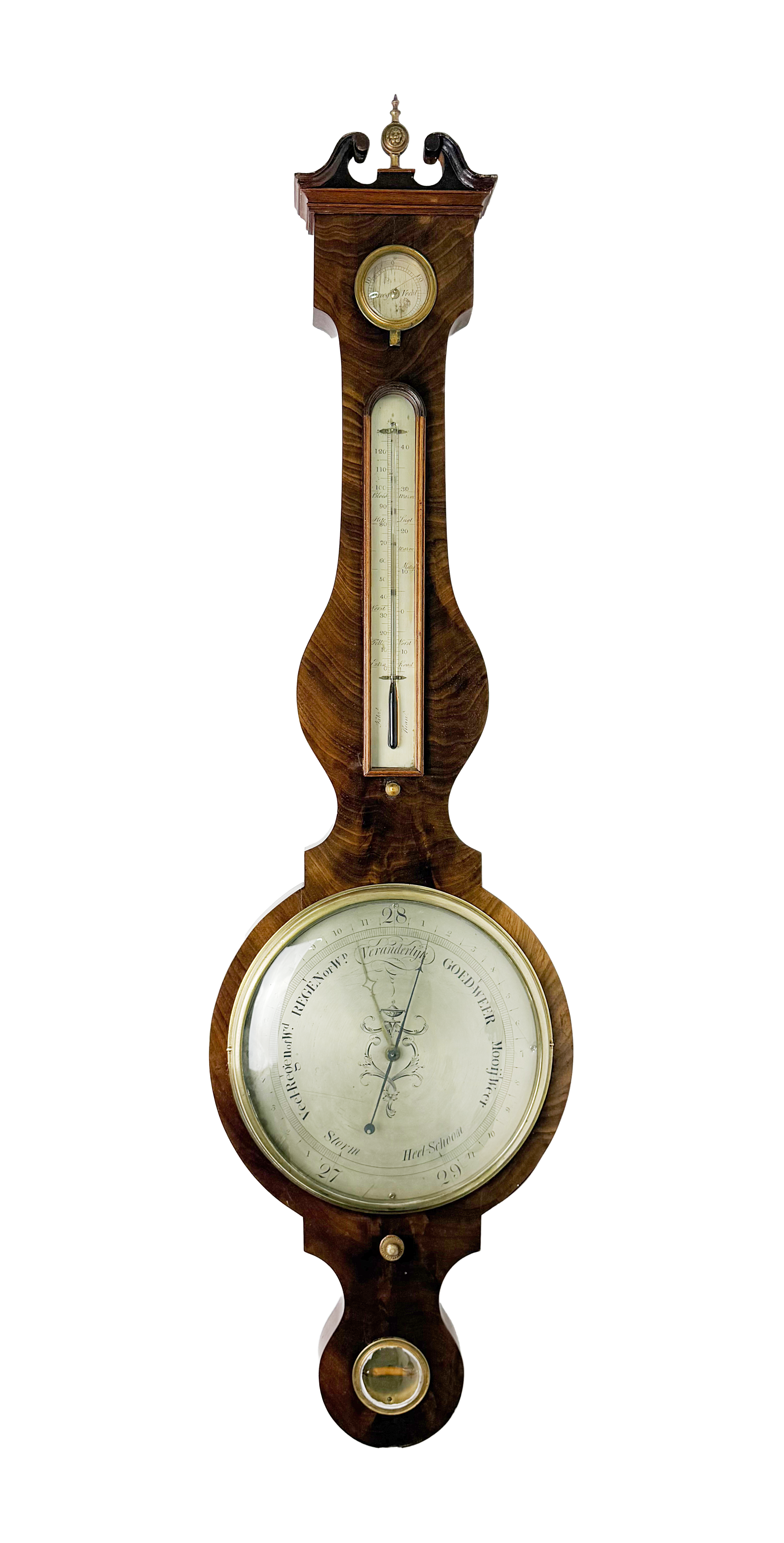 Dutch mahogany wheel barometer