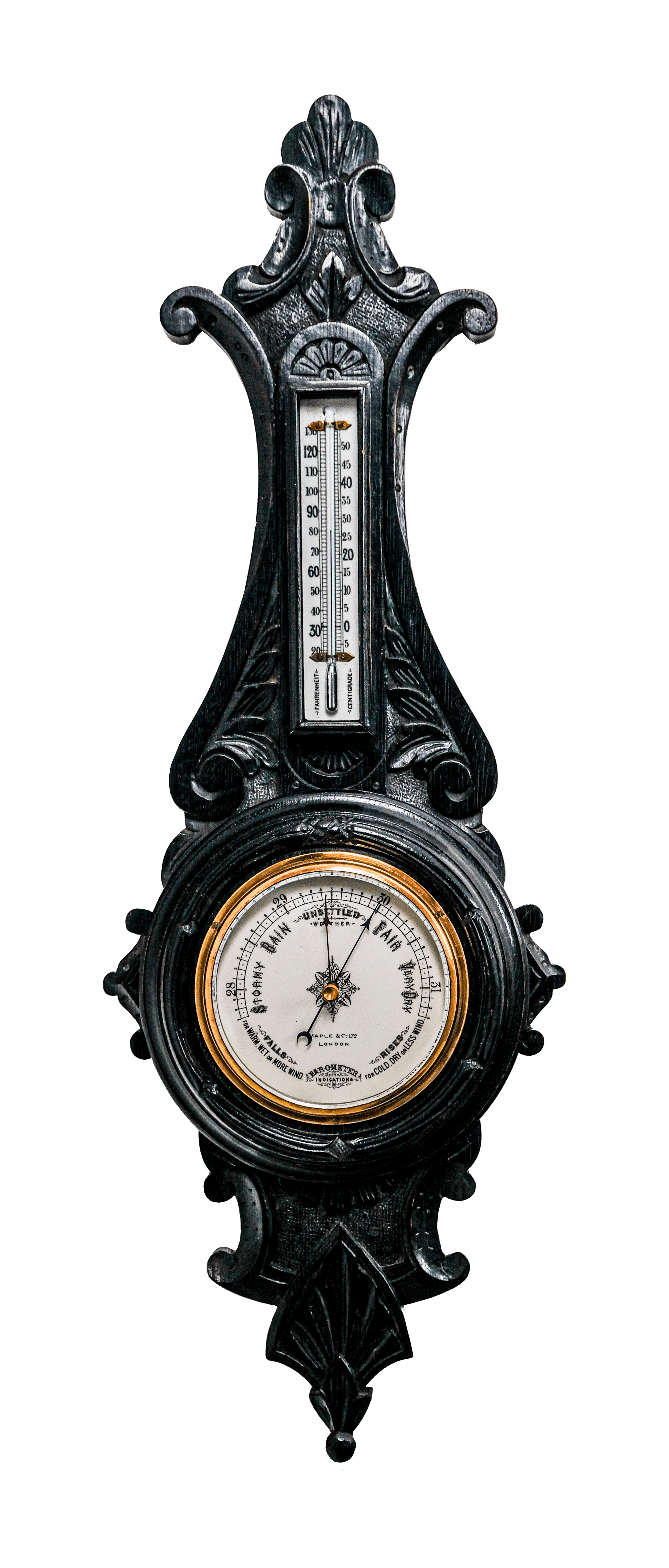 Black Victorian Aneroid Barometer