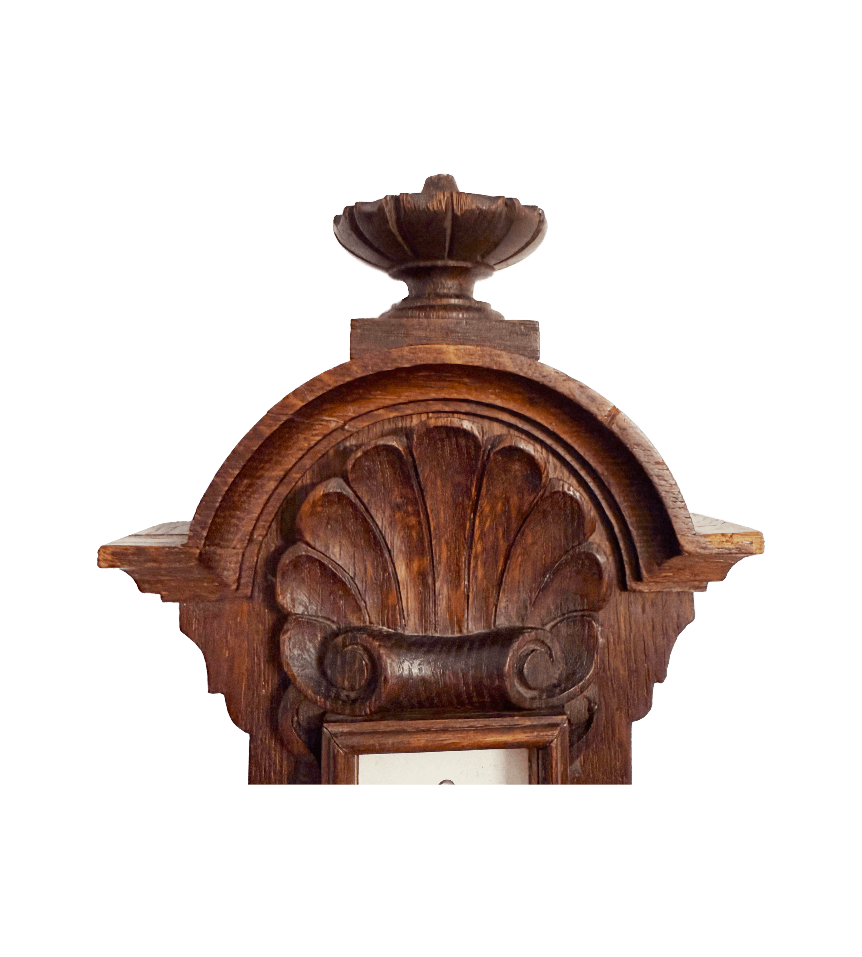 Carved oak English wall-mounted barometer