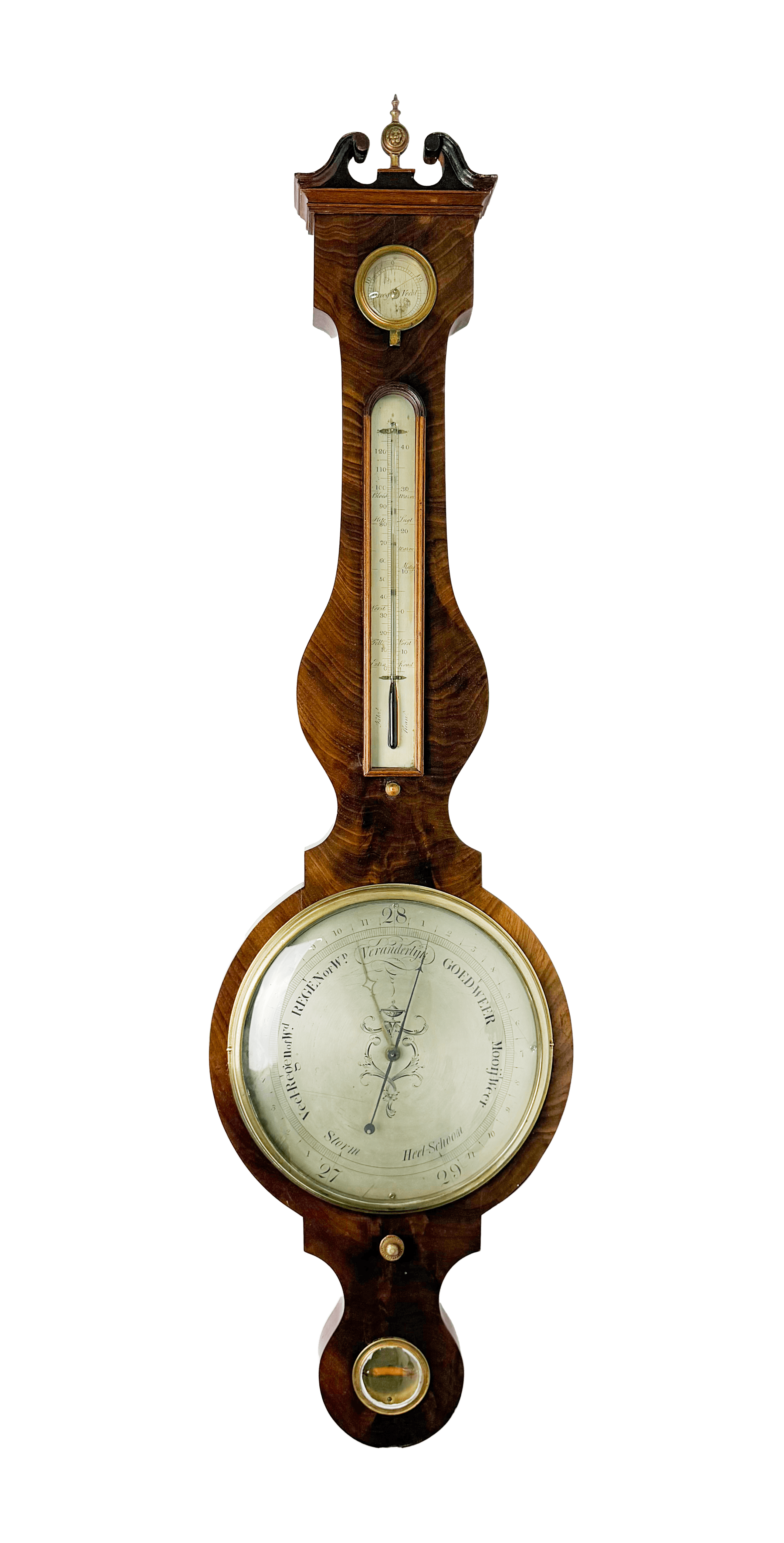 Dutch mahogany wheel barometer