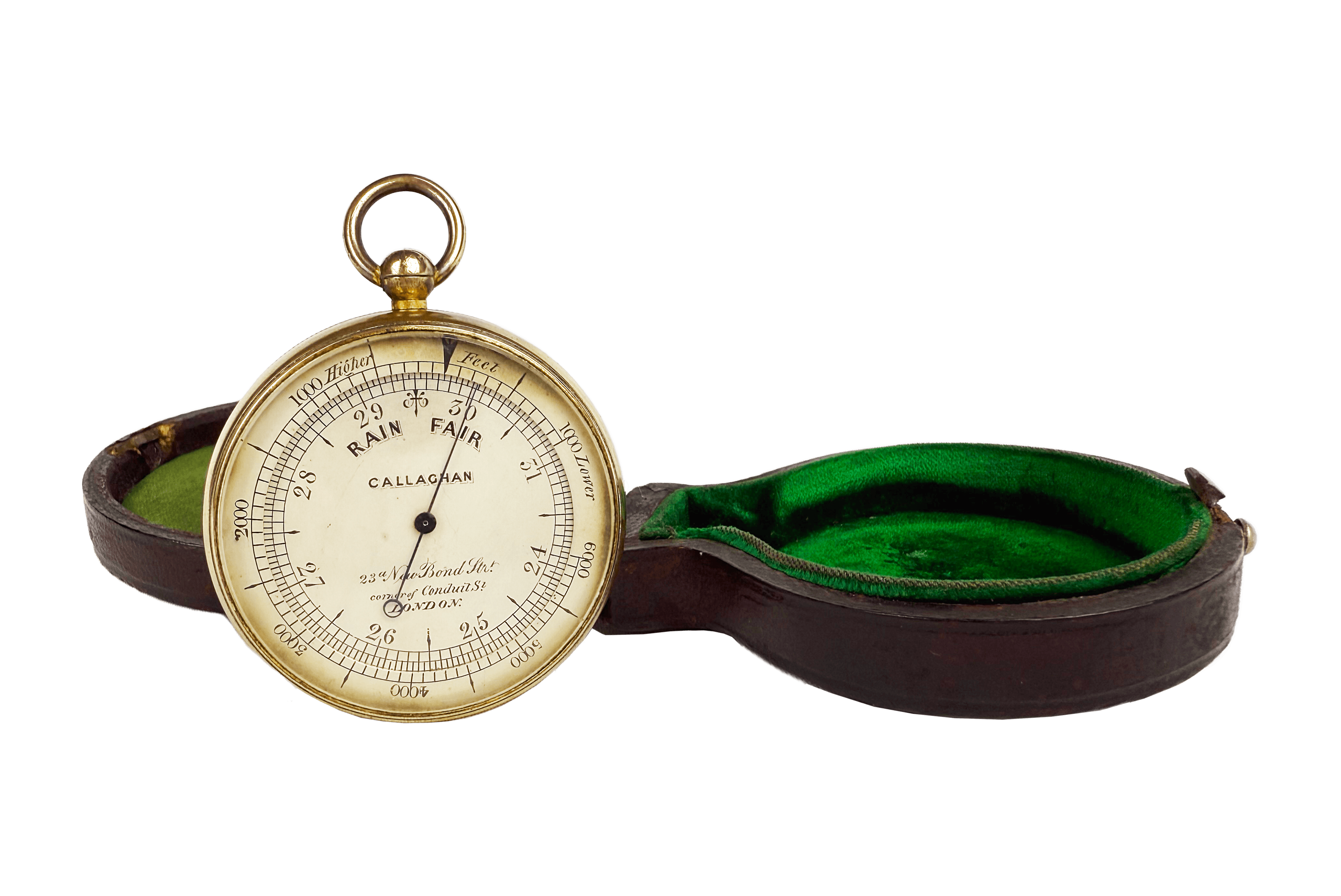 Traveler’s Barometer in a leather case