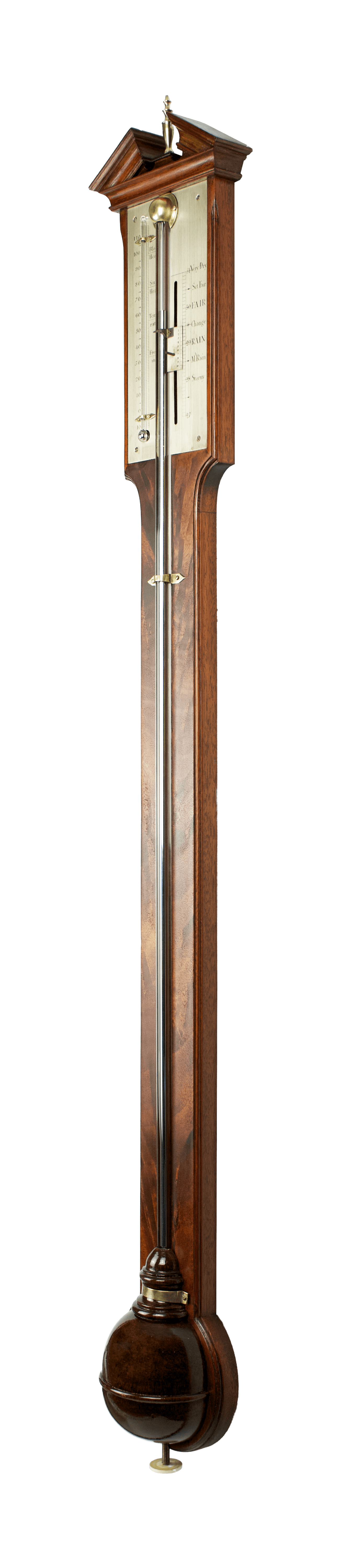 Flame-mahogany stick barometer