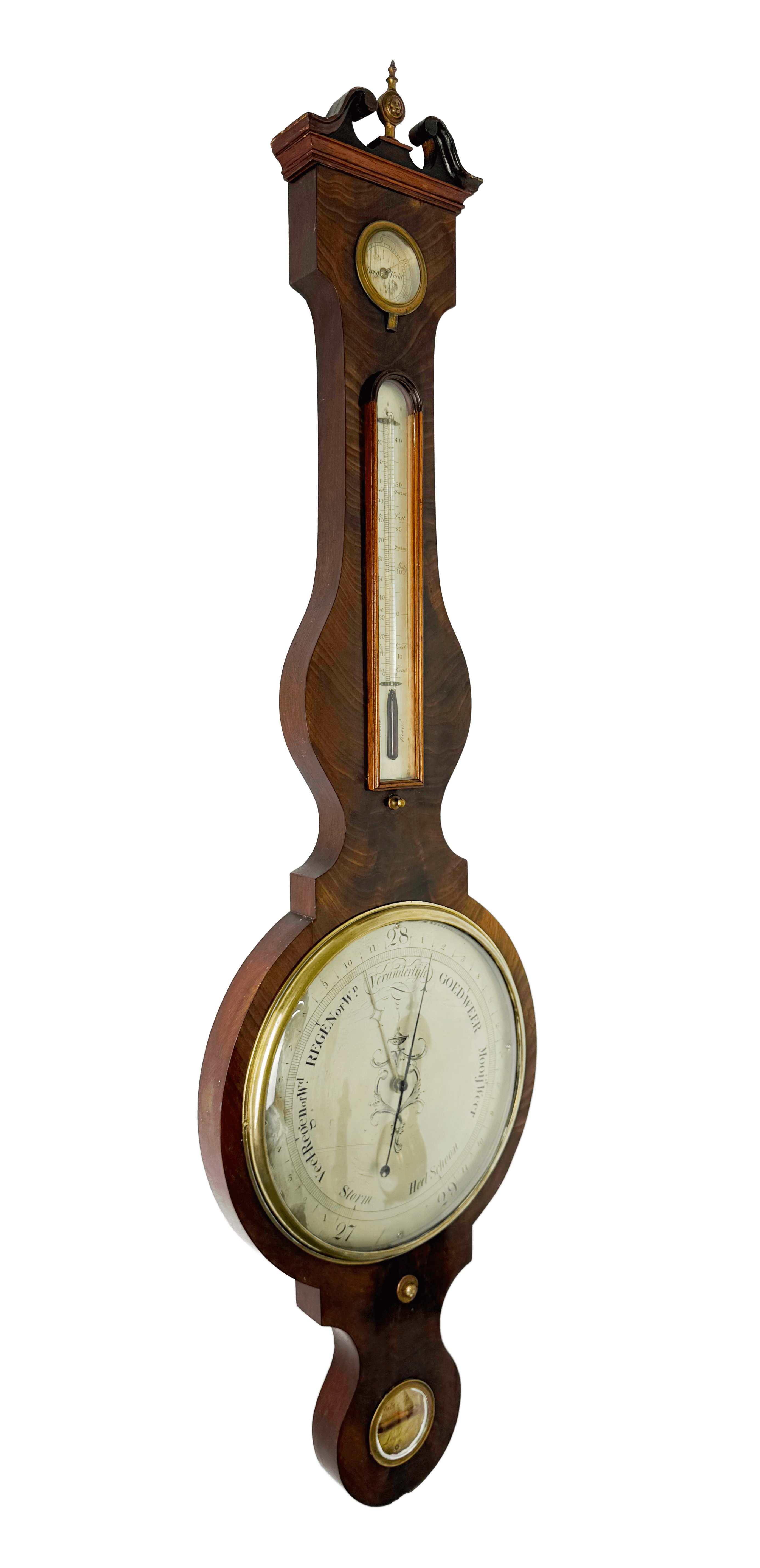 Dutch mahogany wheel barometer