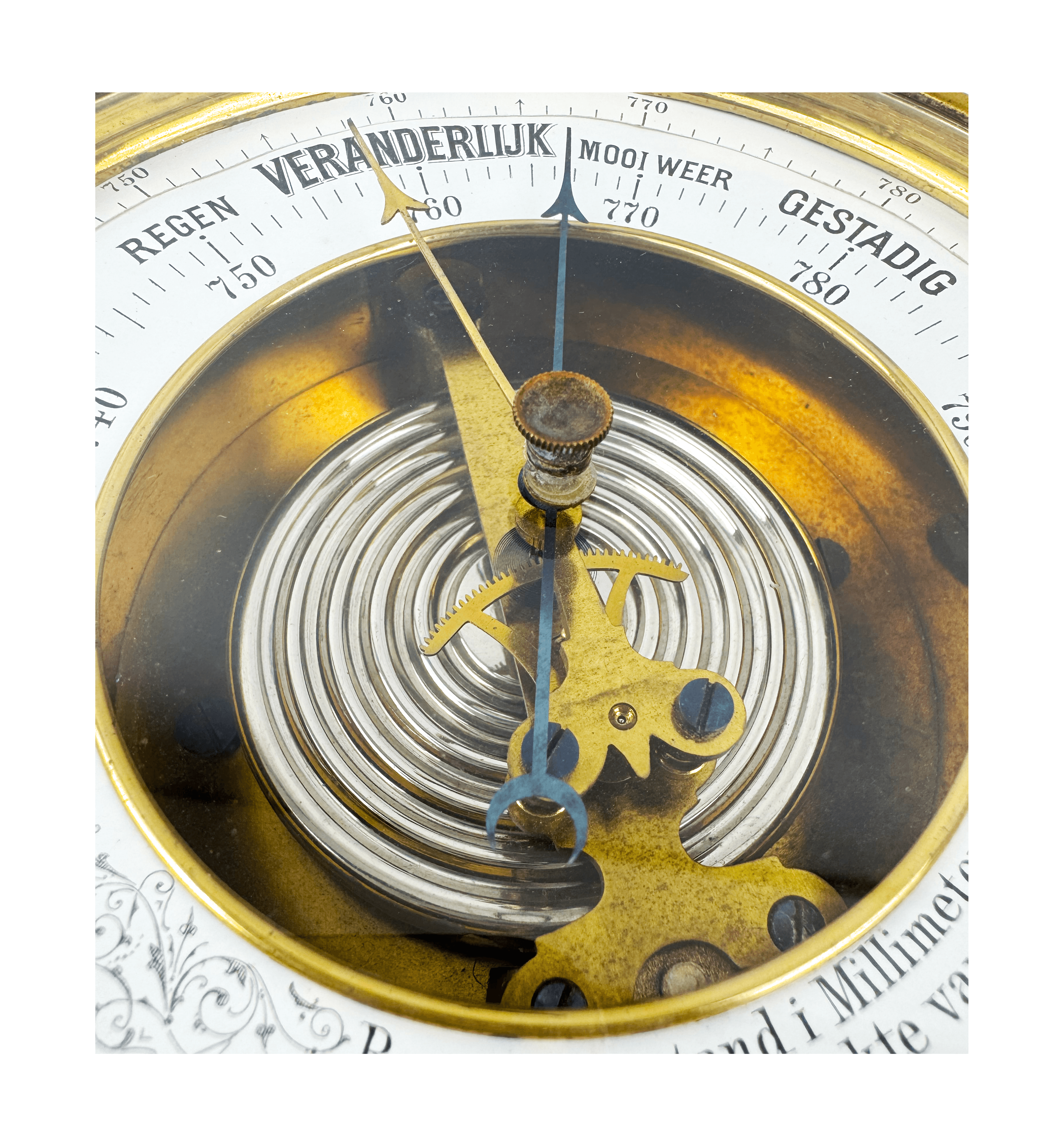 Marine brass aneroid barometer