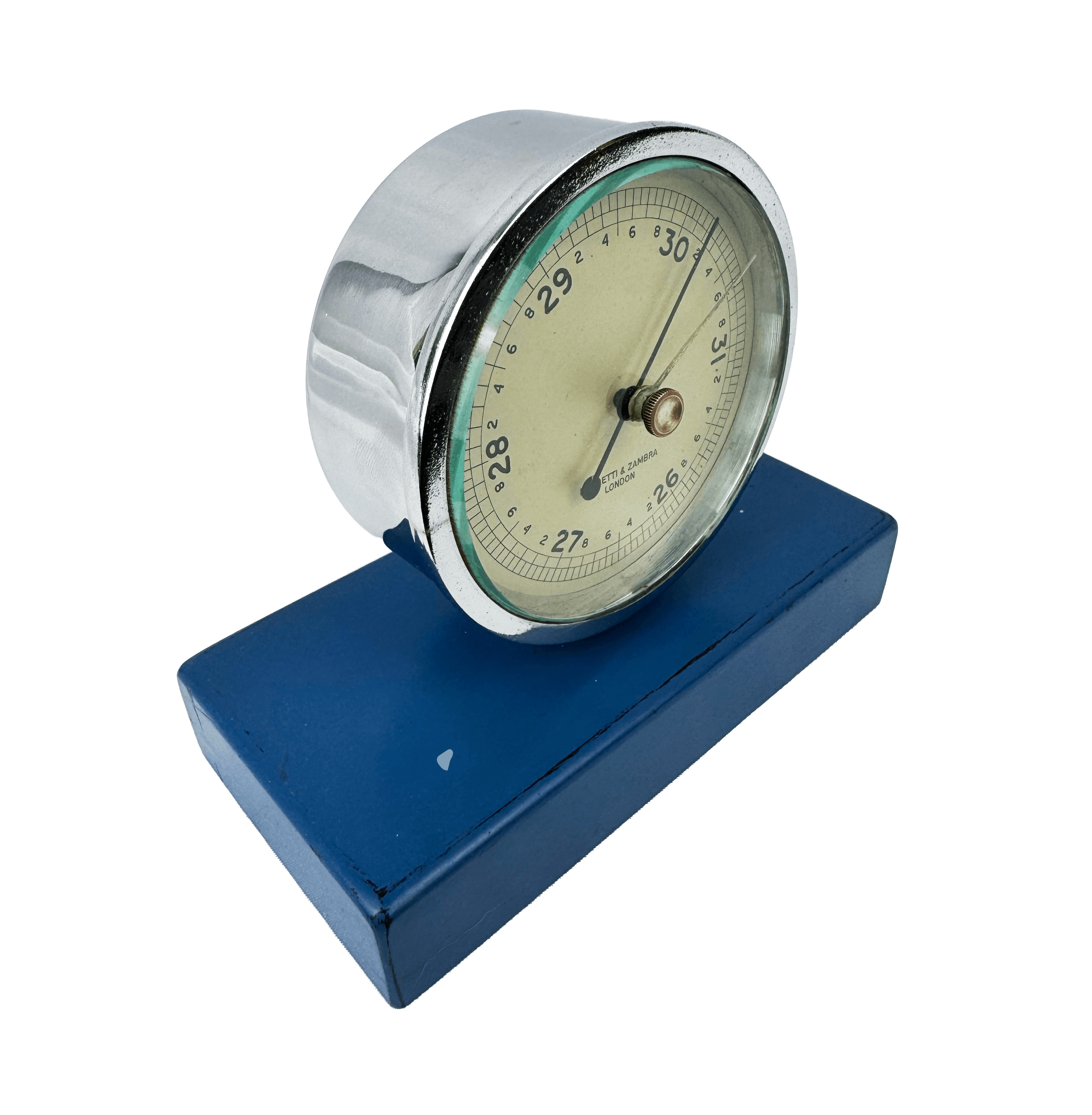 Chrome desk barometer on a stand