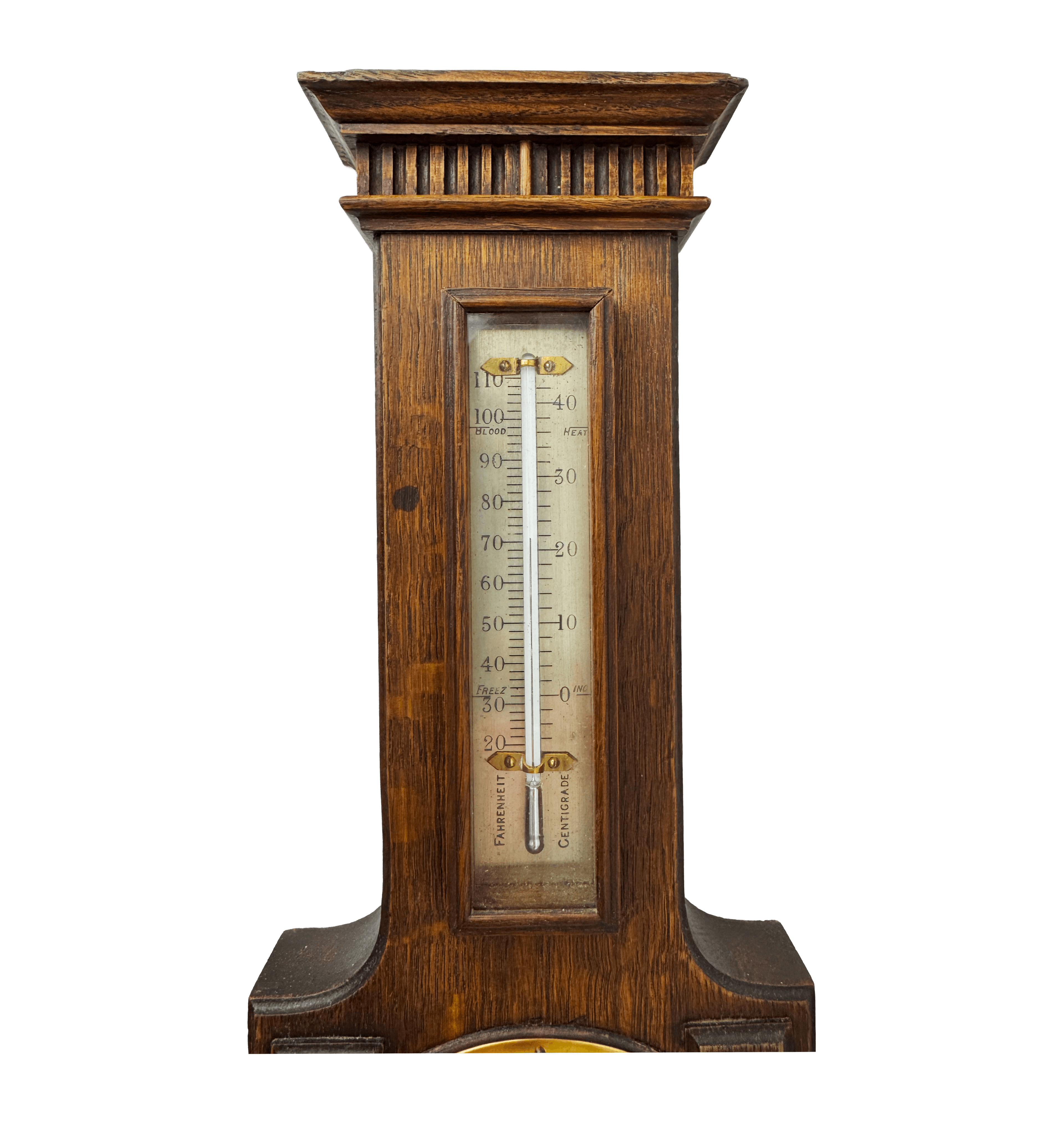 Neo-Gothic solid oak barometer