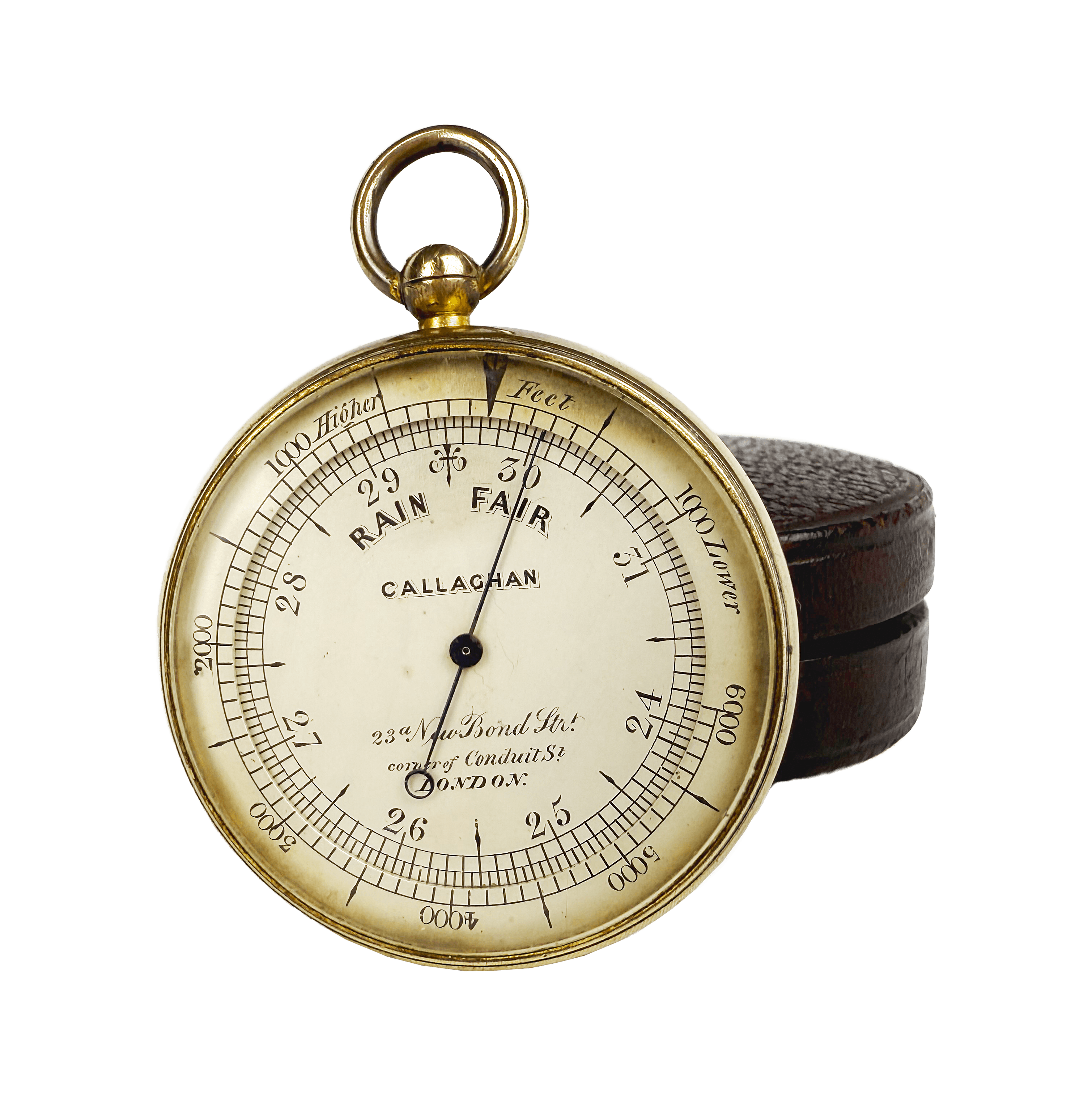 Traveler’s Barometer in a leather case