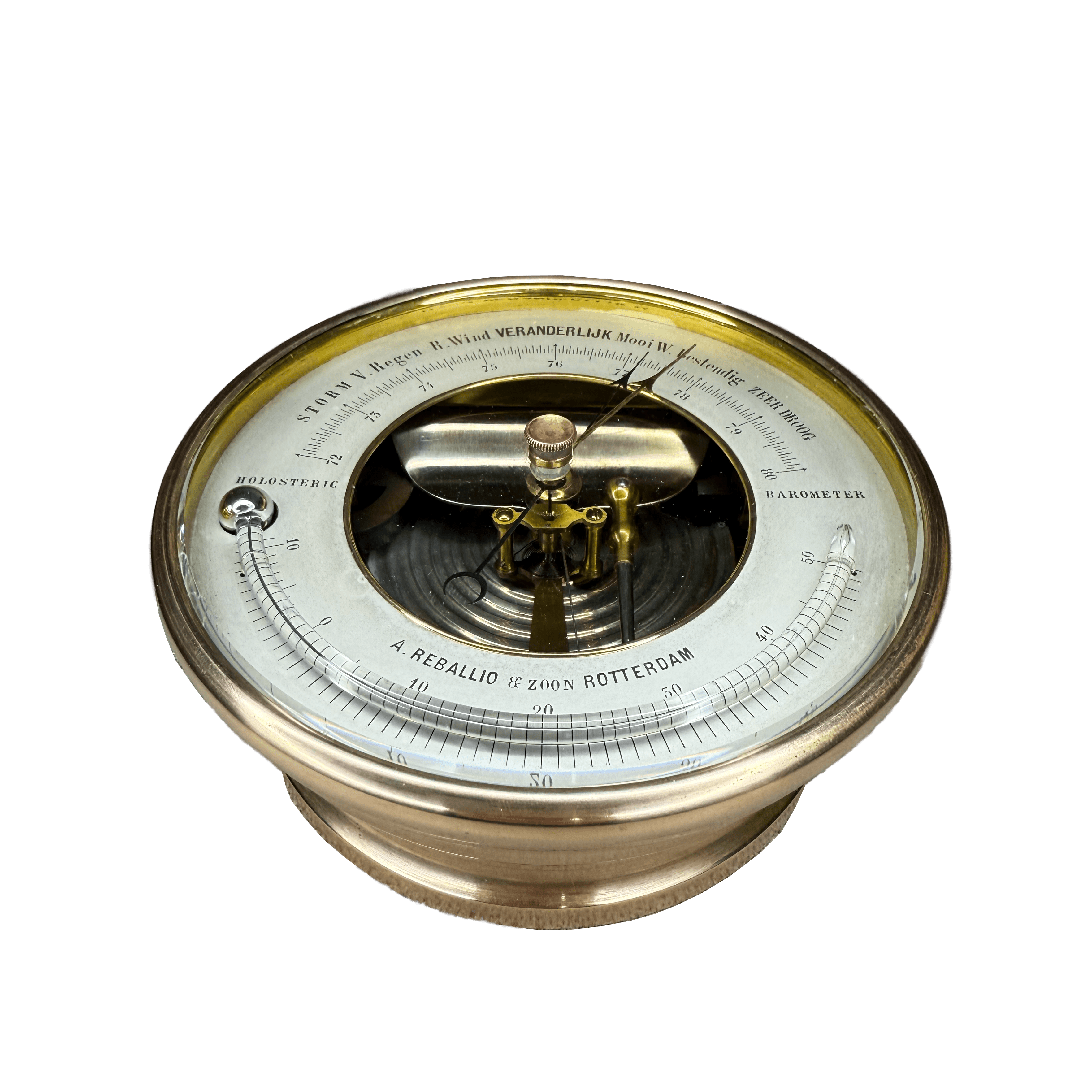 Brass-cased Dutch aneroid barometer