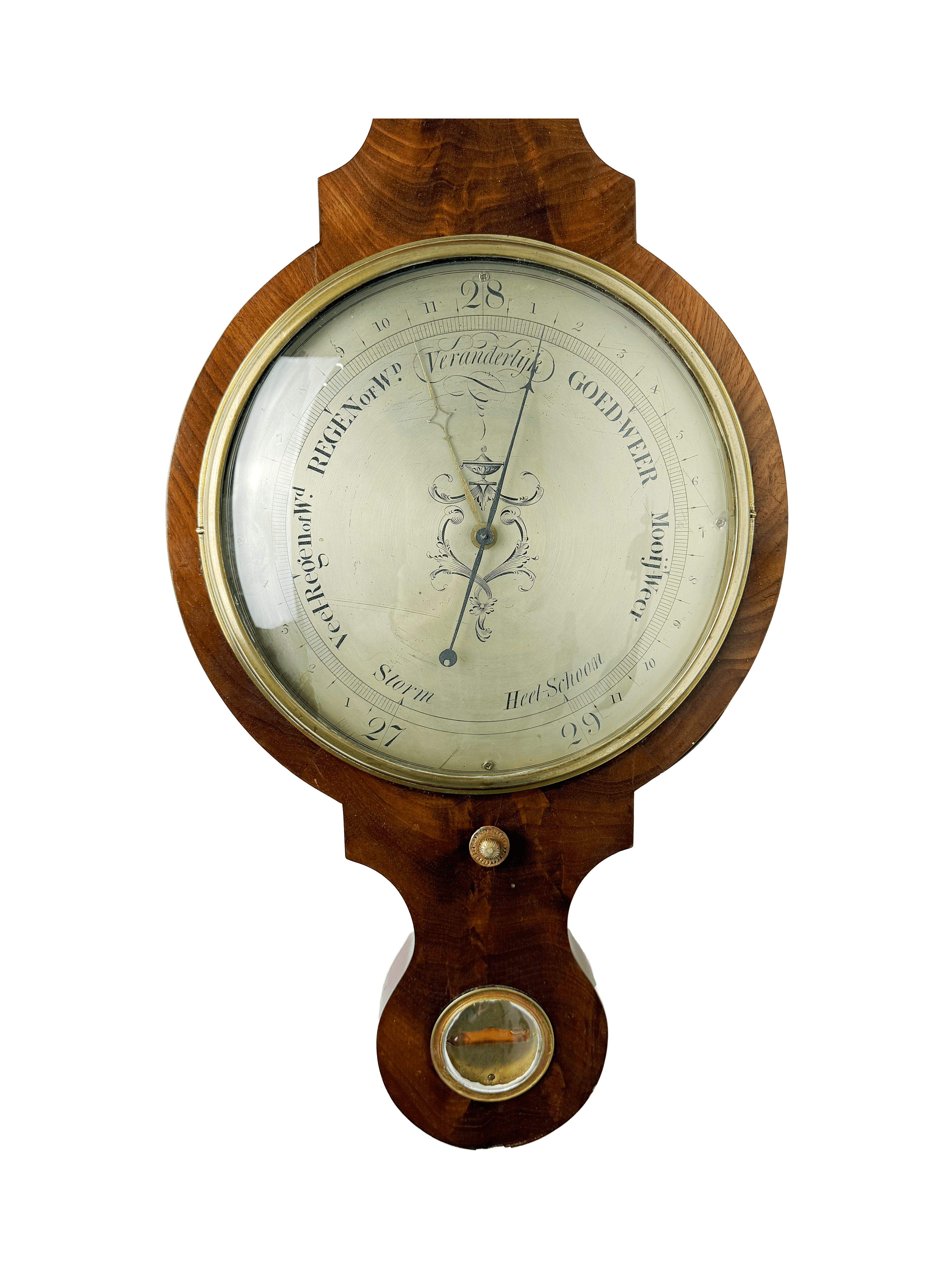 Dutch mahogany wheel barometer