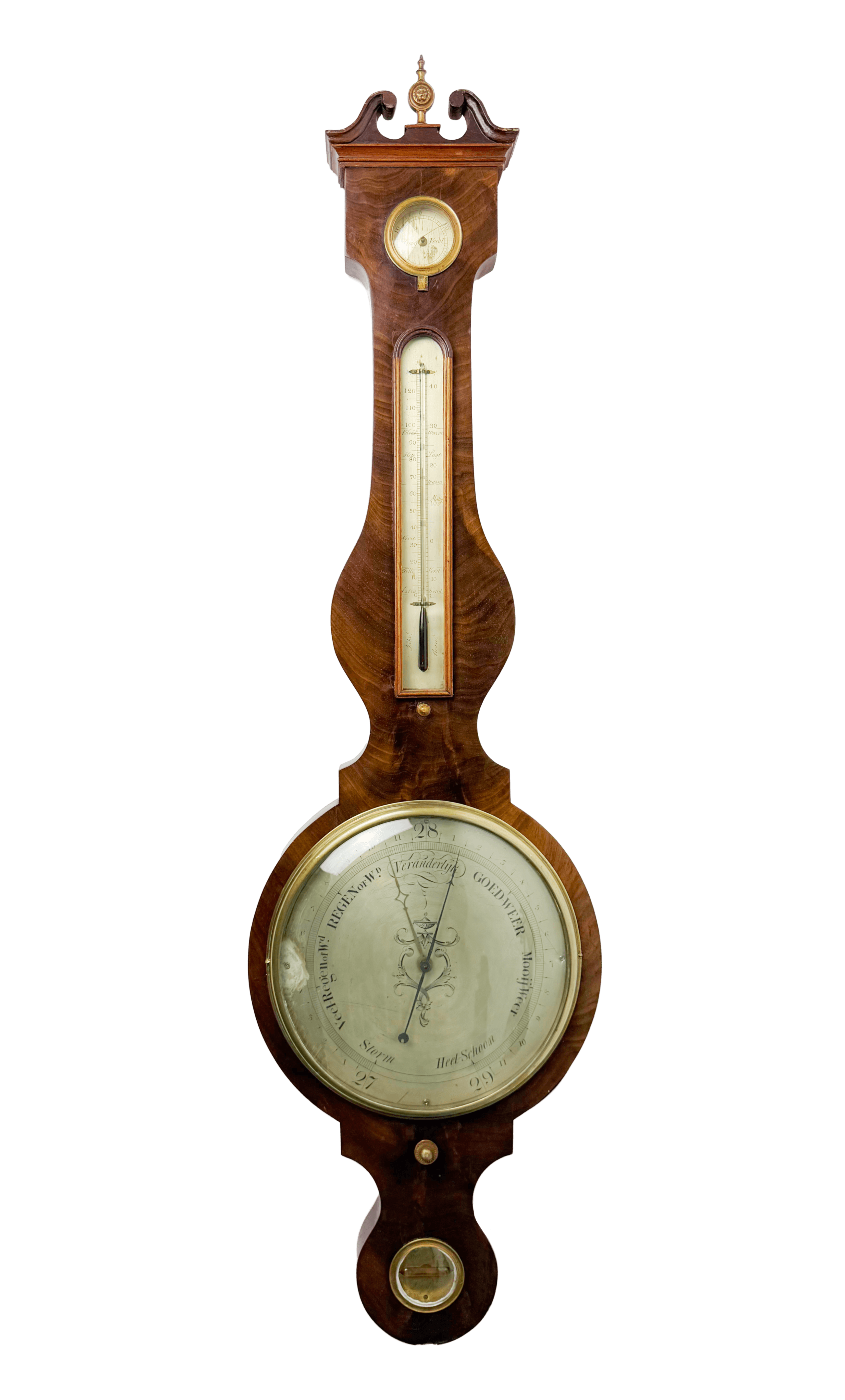 Dutch mahogany wheel barometer