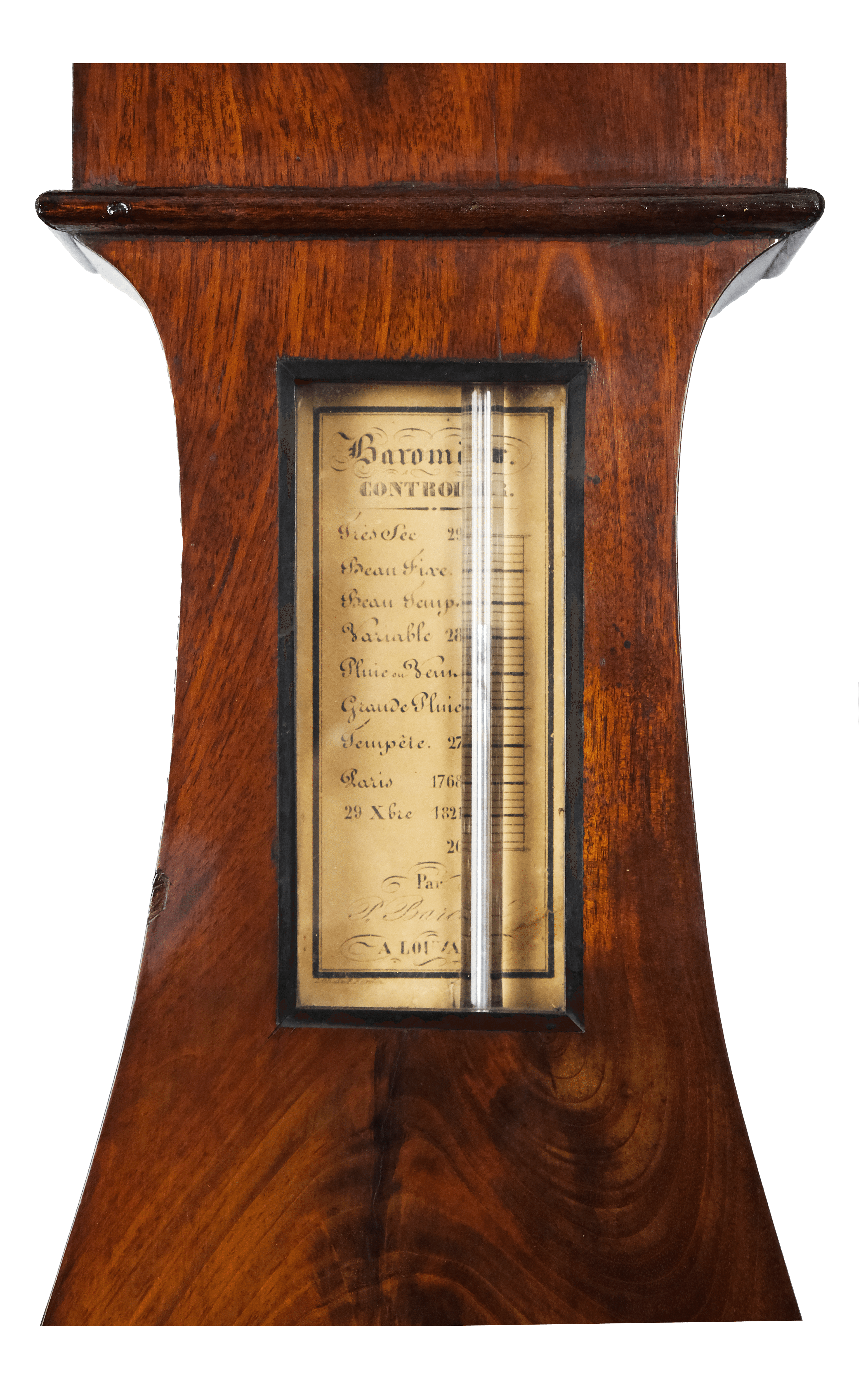 Flame-mahogany wheel barometer with controleur