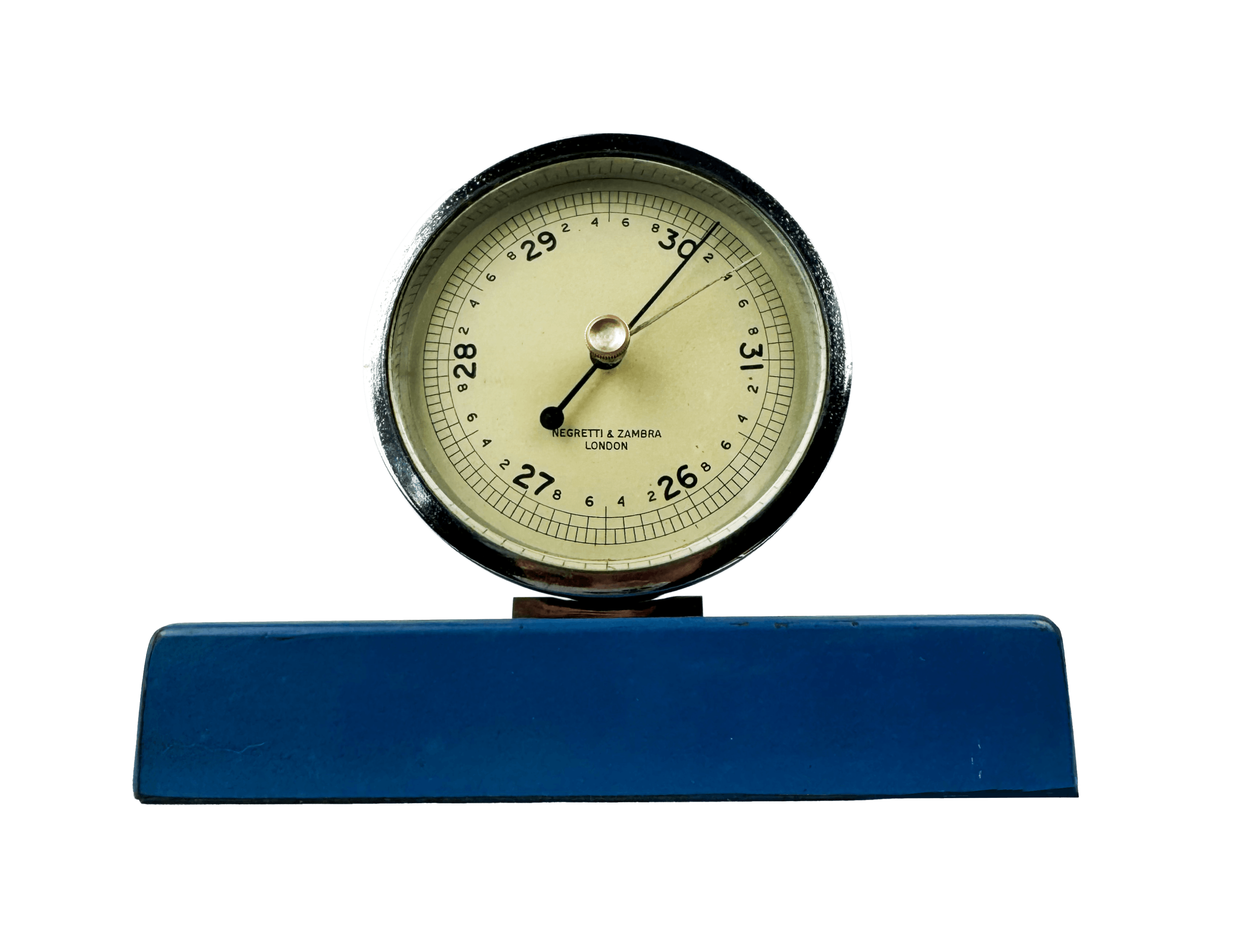 Chrome desk barometer on a stand