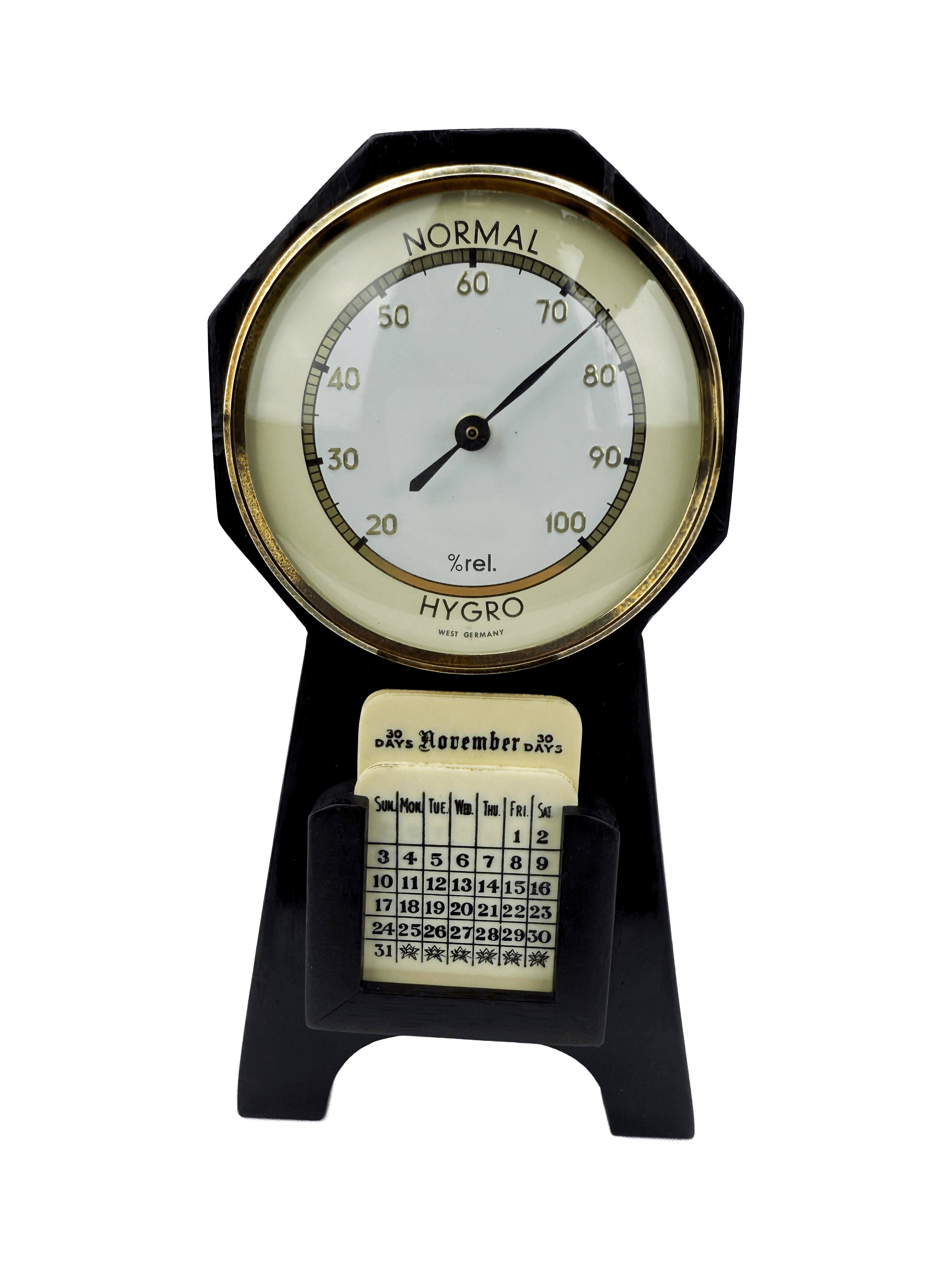 Art Deco Perpetual Calendar with Hygrometer