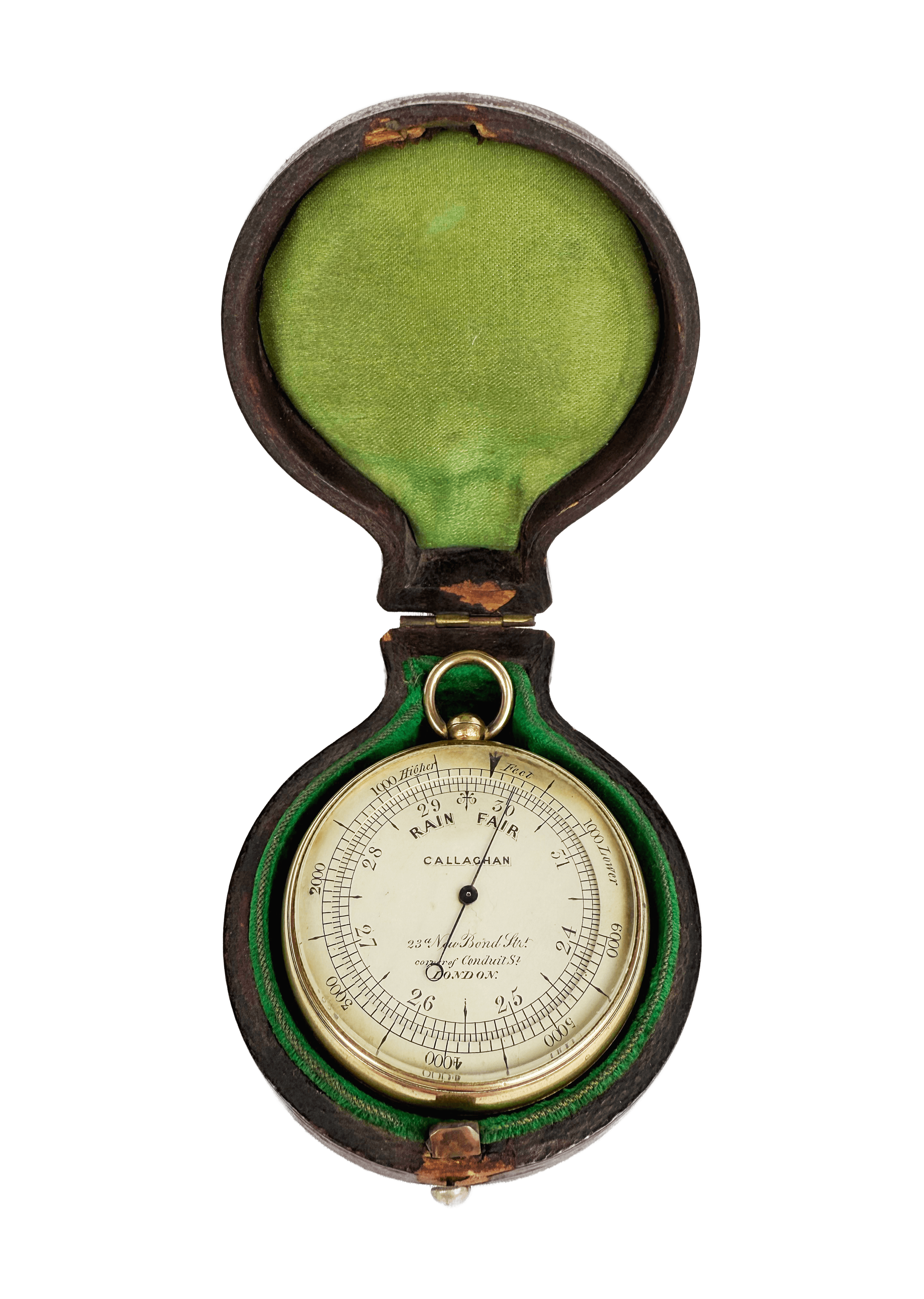 Traveler’s Barometer in a leather case