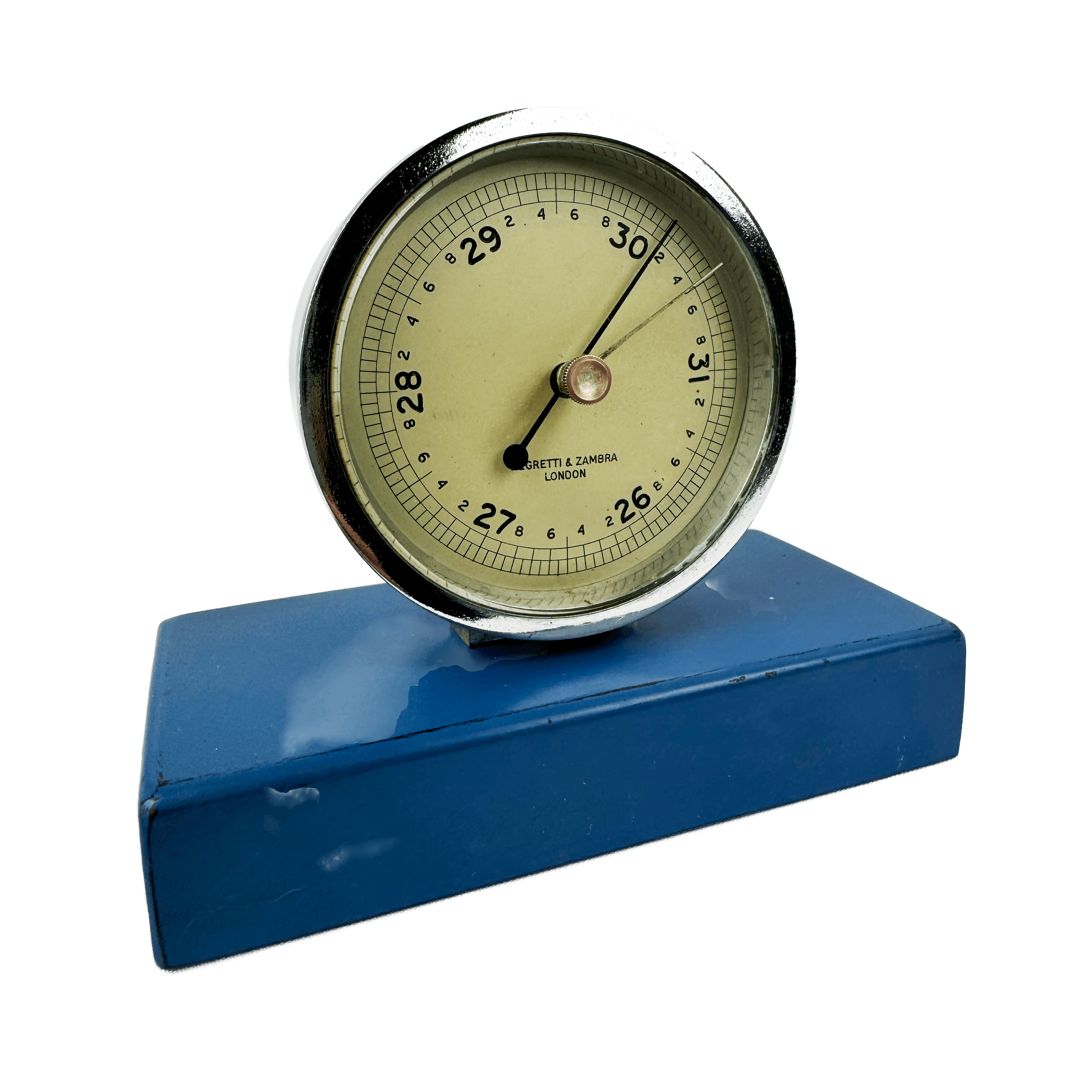 Chrome desk barometer on a stand