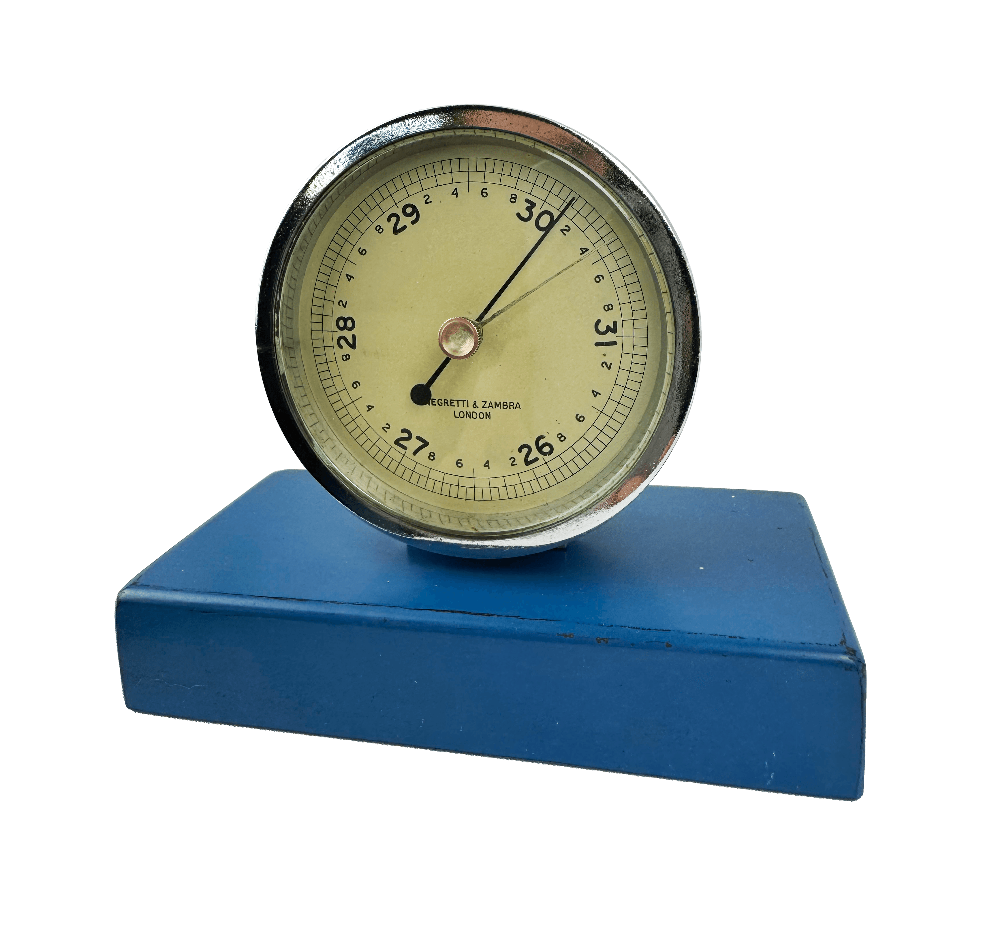 Chrome desk barometer on a stand