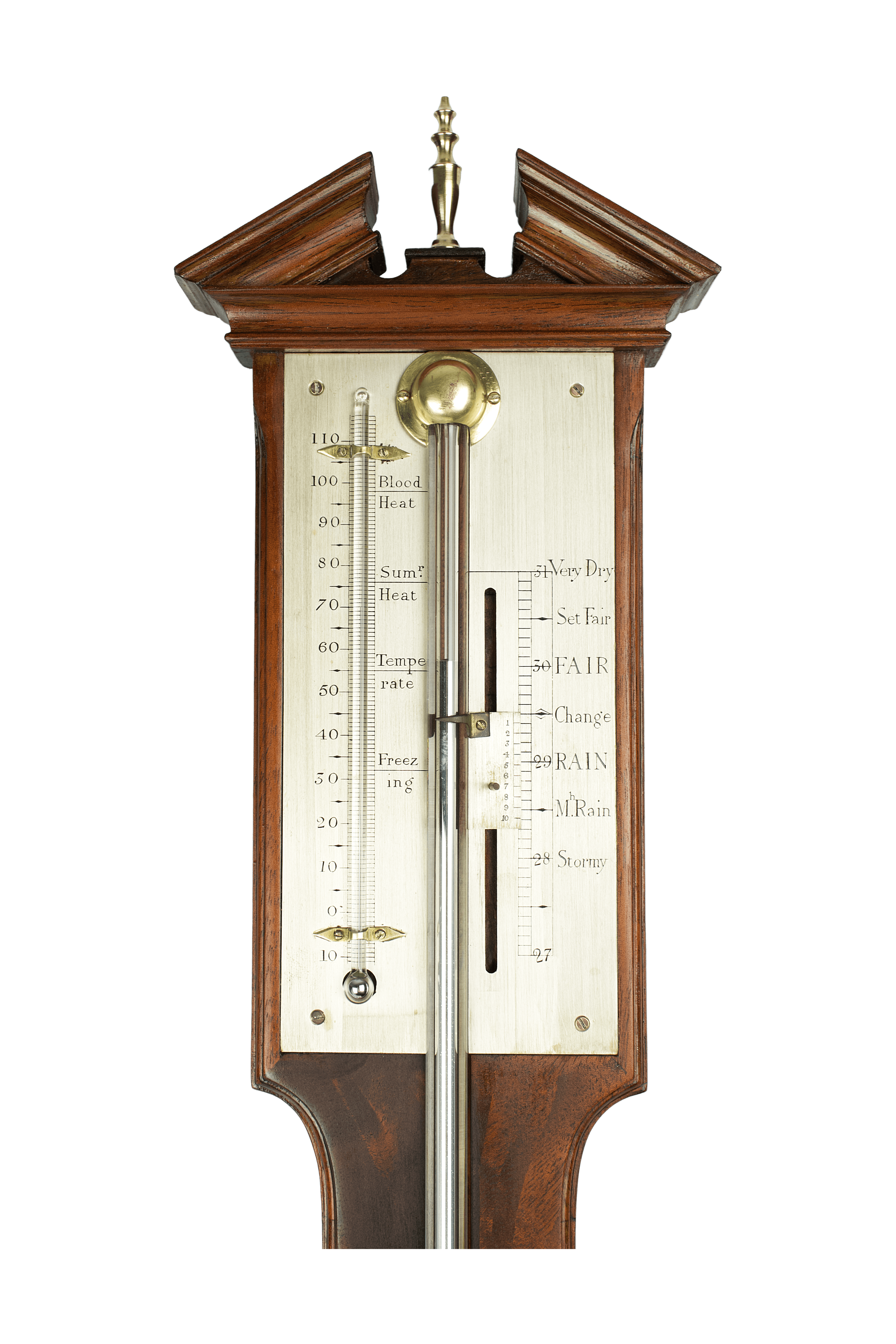 Flame-mahogany stick barometer