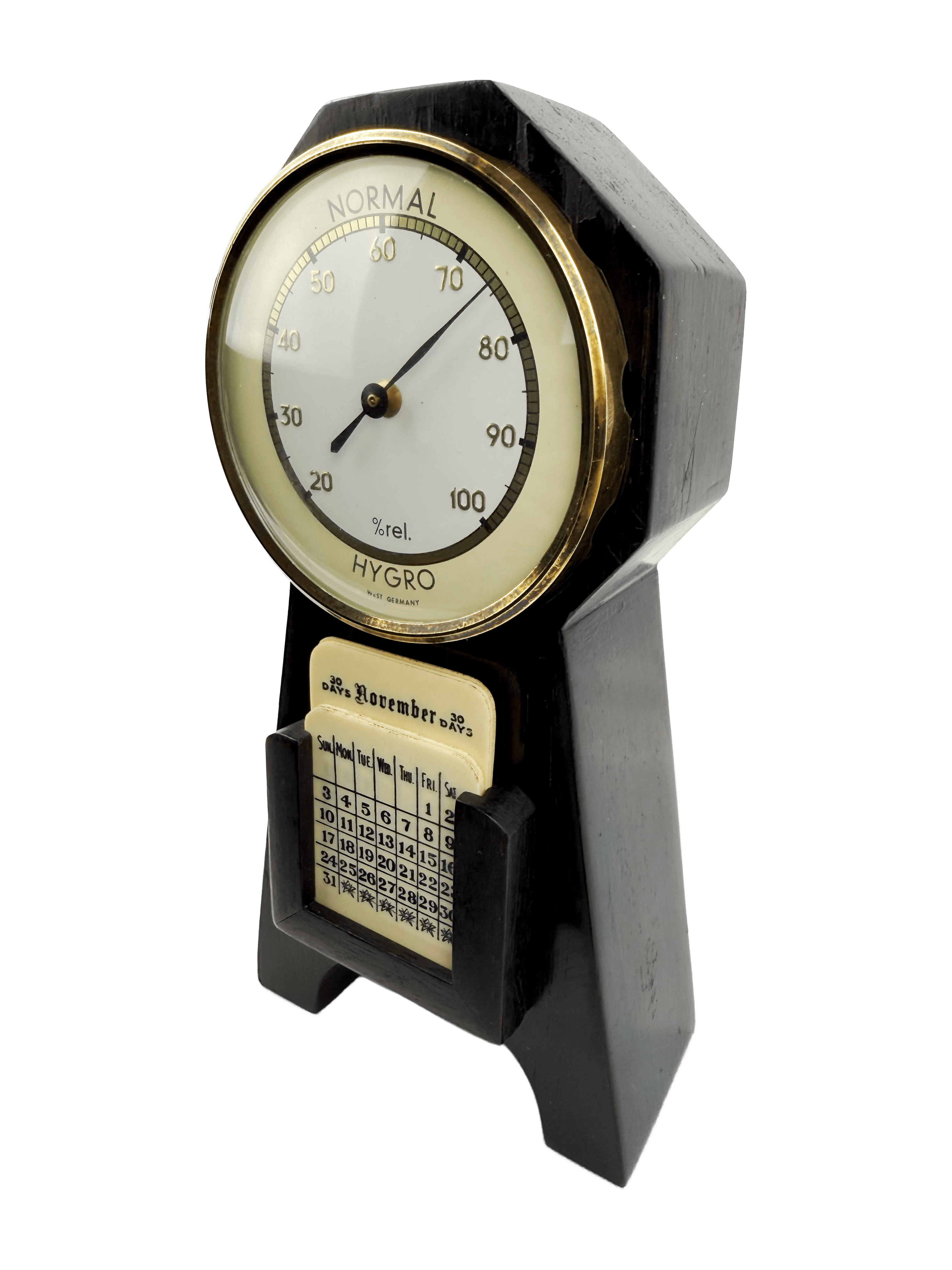 Art Deco Perpetual Calendar with Hygrometer