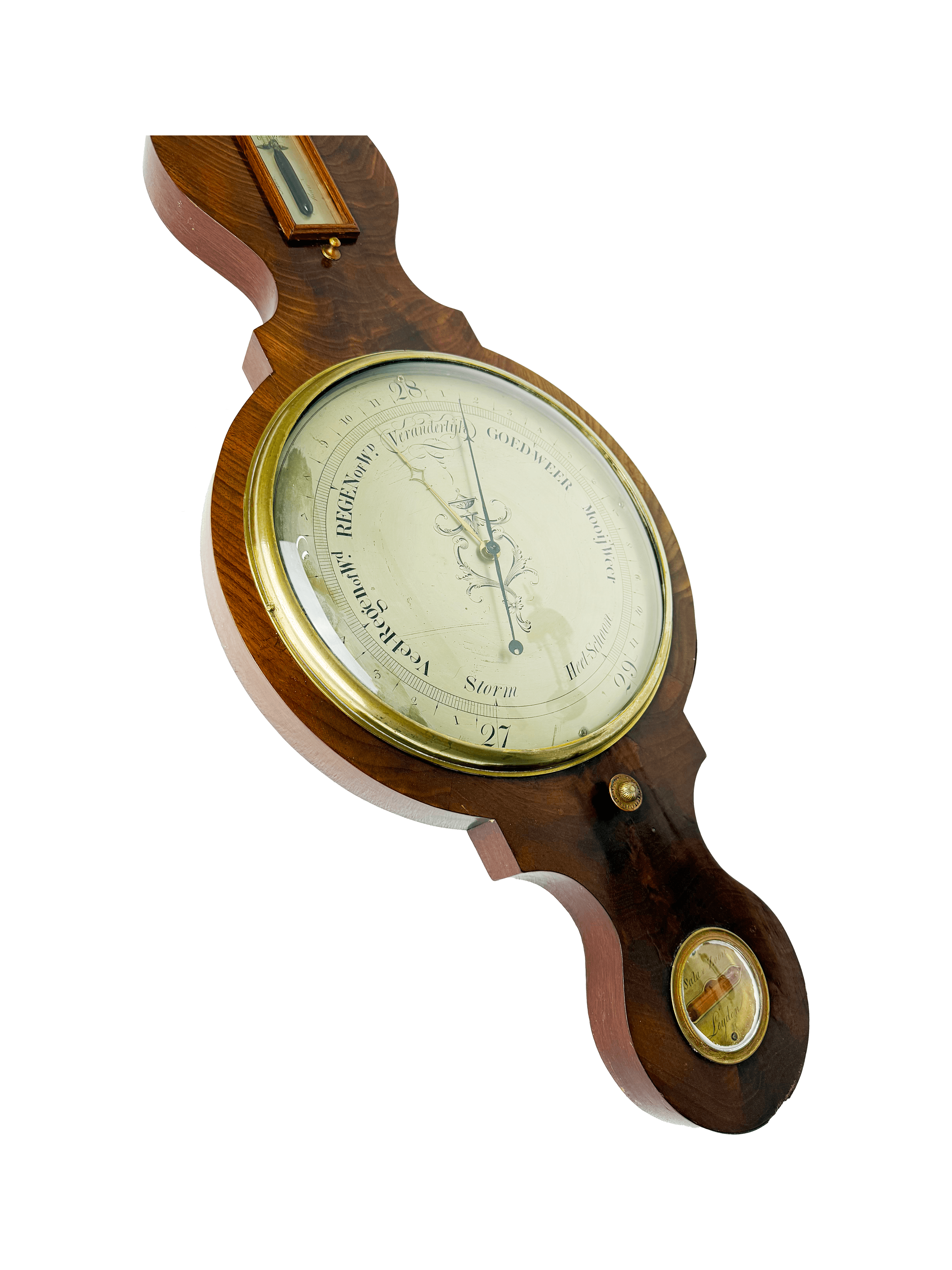 Dutch mahogany wheel barometer