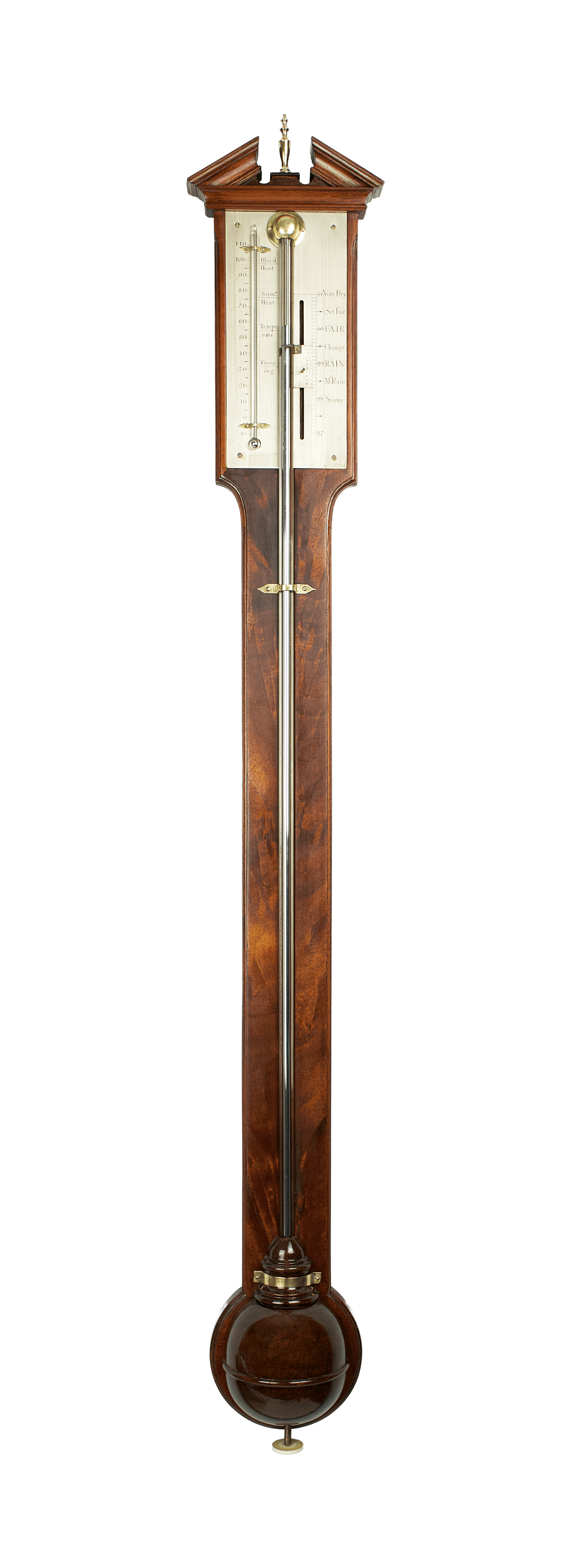 Flame-mahogany stick barometer