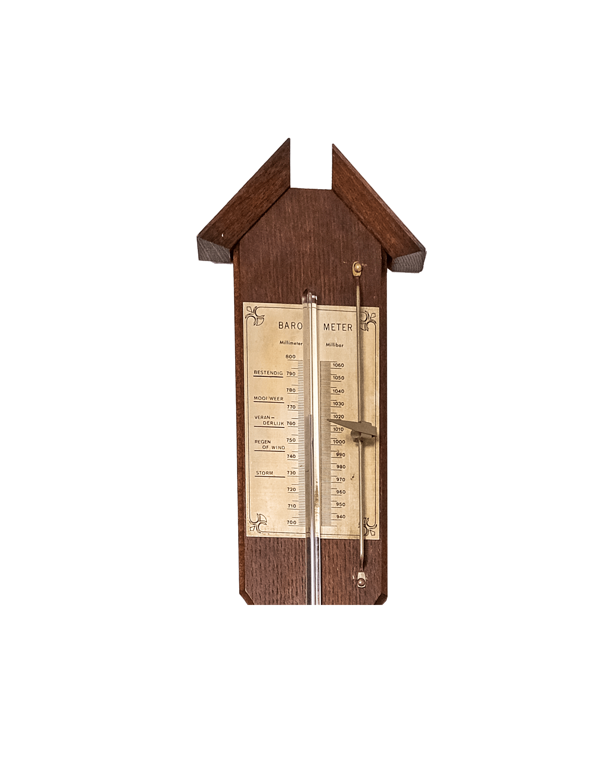 Dutch oak stick barometer